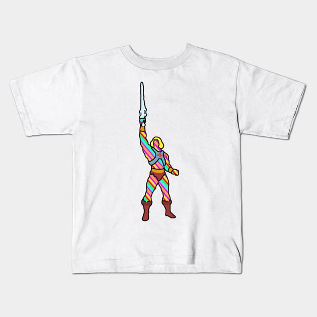 Rainbow He-Man Kids T-Shirt by LuisP96